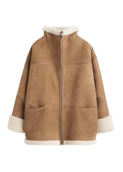 Toteme-Signature-shearling-jacket-biscuit-534093_nobg Toteme Jackets luxury Clothing from Luxury Handbags Marketplace