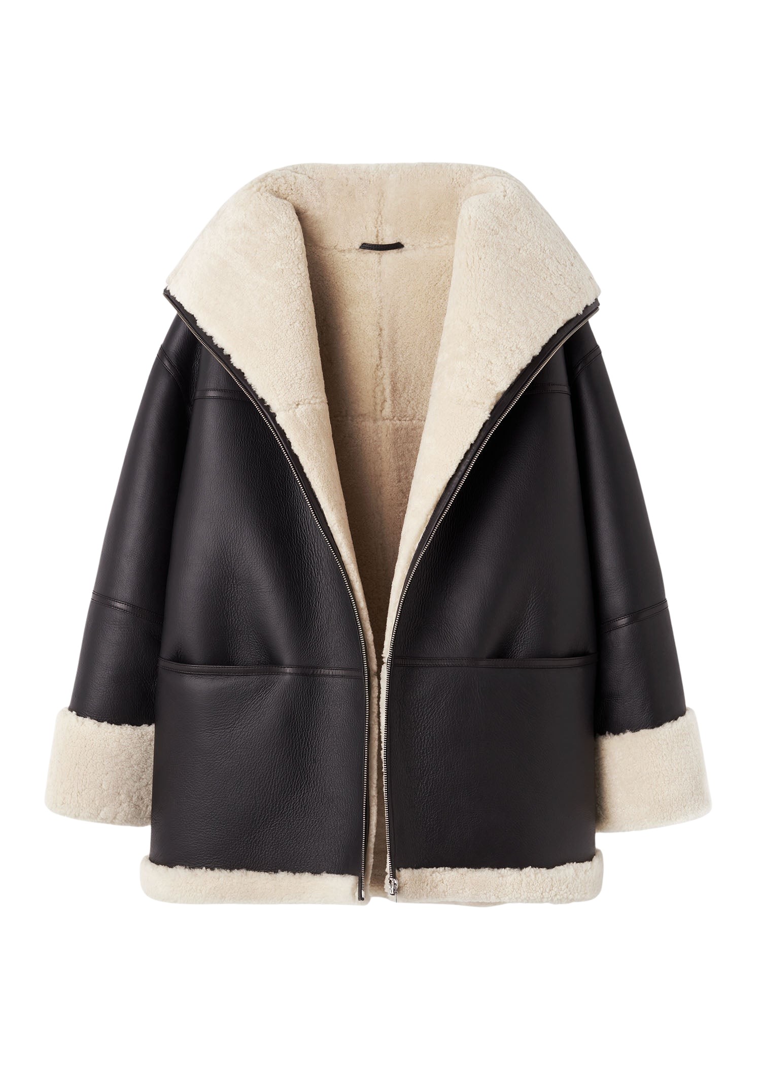 Toteme Signature shearling jacket black/off-white