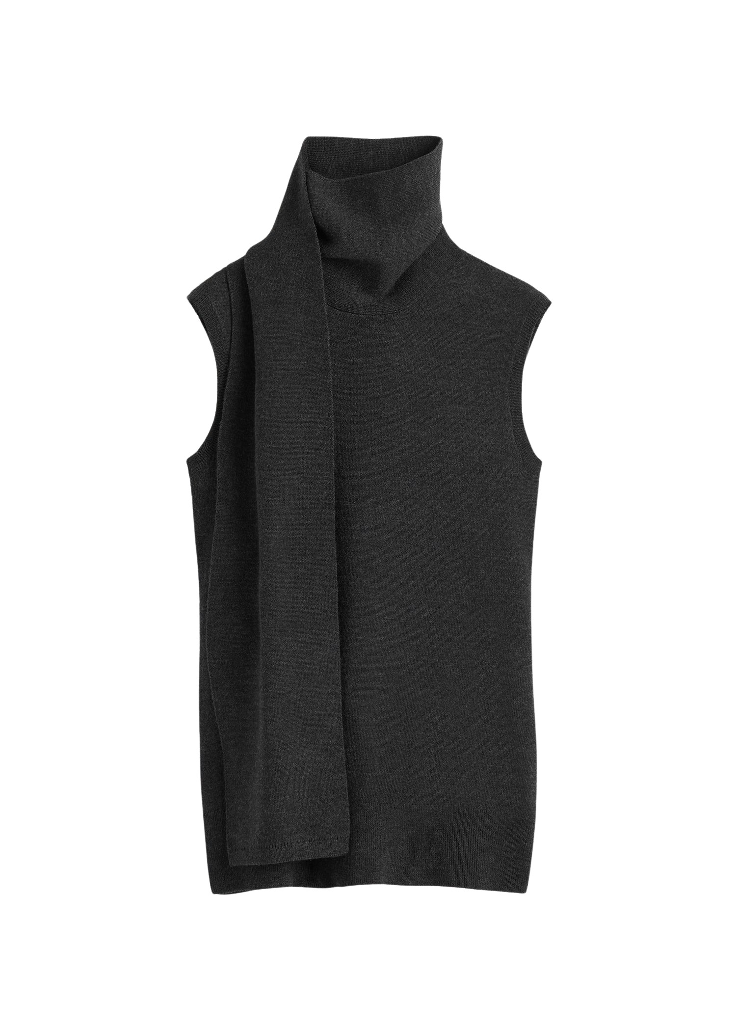 Toteme Sleeveless scarf knit dark grey melange