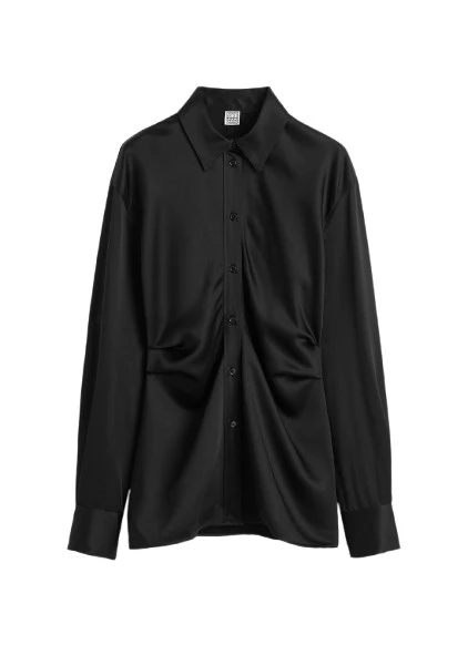 Toteme-Slouch-waist-shirt-black-579278_nobg Toteme Tops luxury Clothing from Luxury Handbags Marketplace