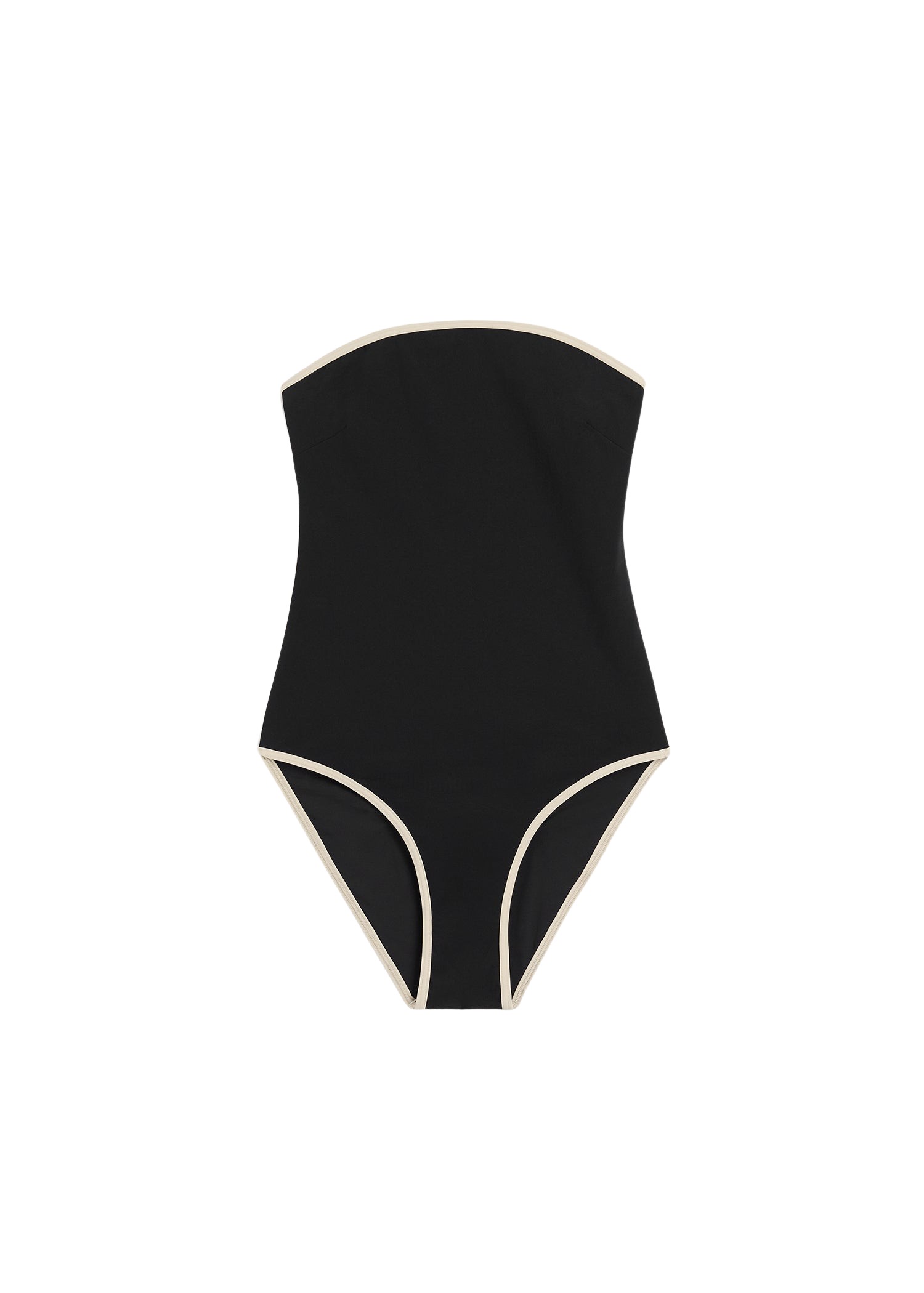 Toteme Stripe edge strapless swimsuit black