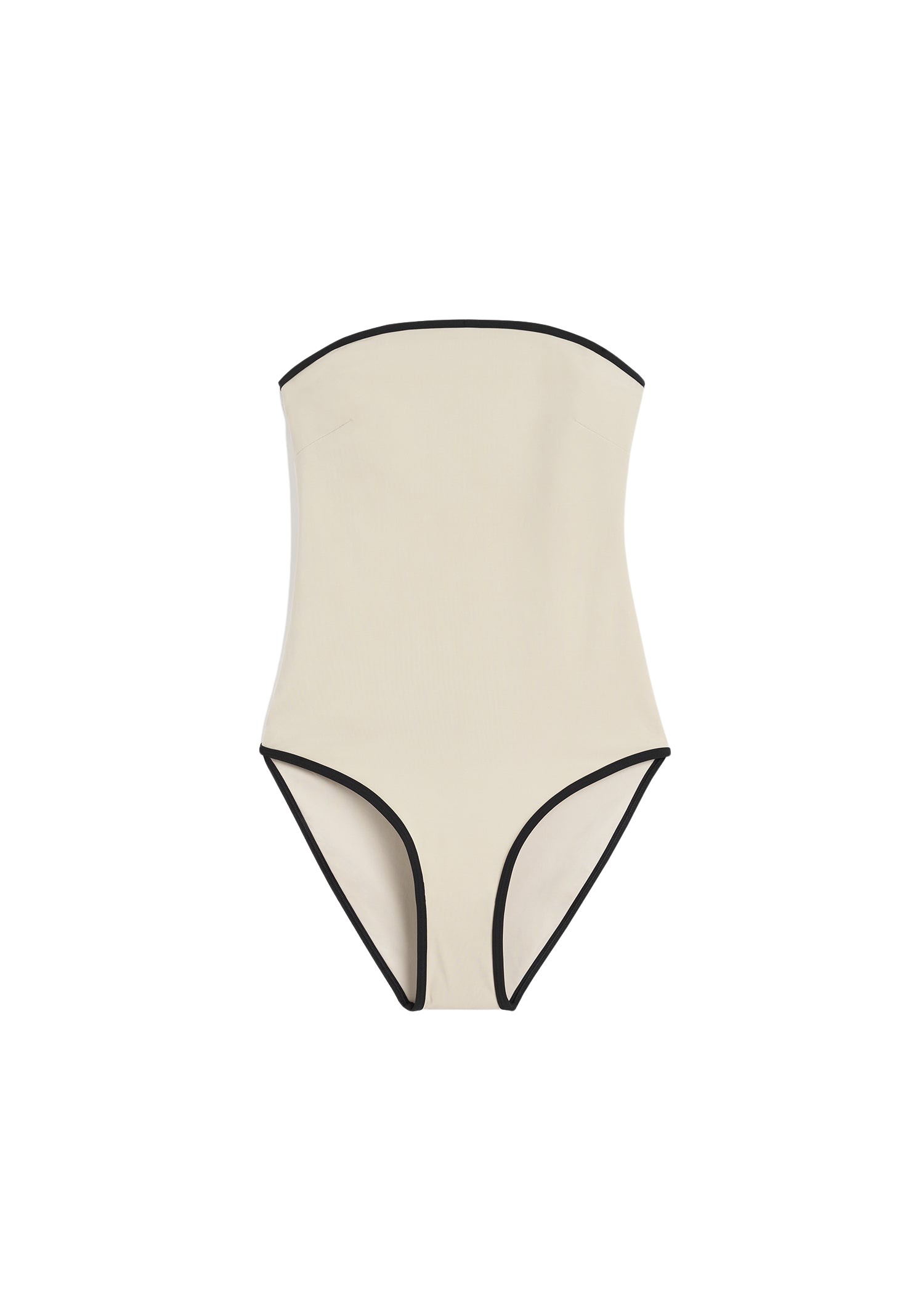 Toteme Stripe edge strapless swimsuit light hay