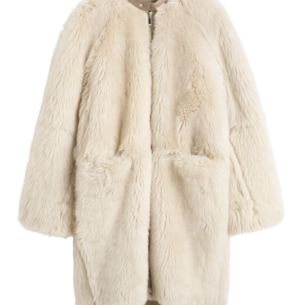 Toteme Two-way shearling coat cream/caramel