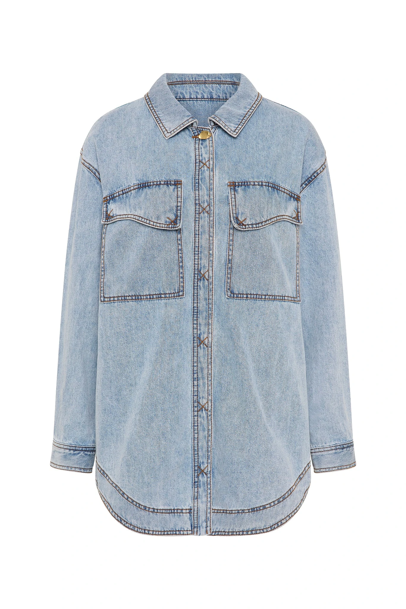 Aje-Ray-Longline-Denim-Shirt Aje Blue Tops