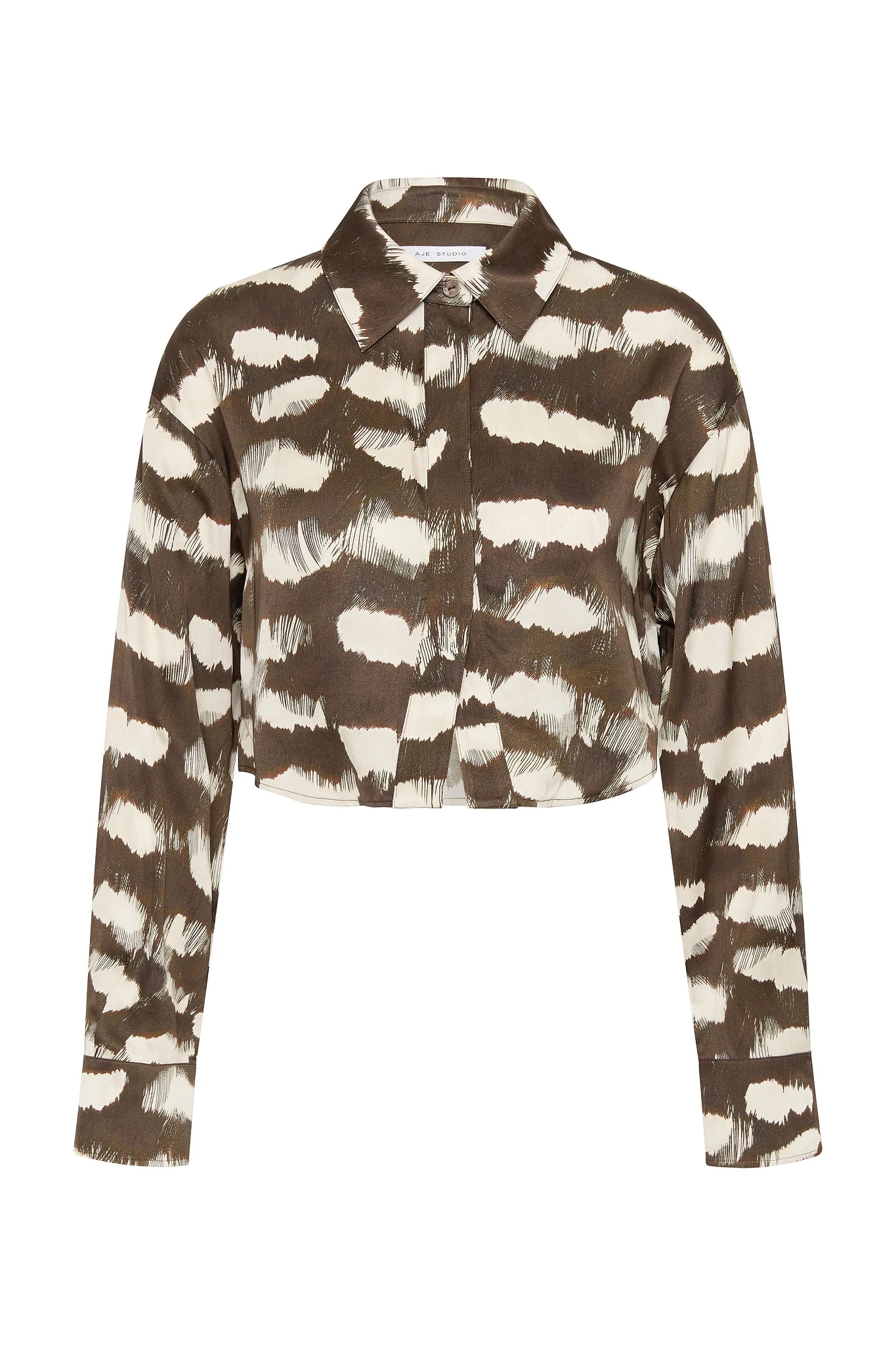 Aje-Willow-Cropped-Shirt Aje Brown Tops