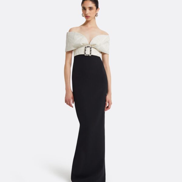 Safiyaa Abike Ivory & Black Long Dress, view 2