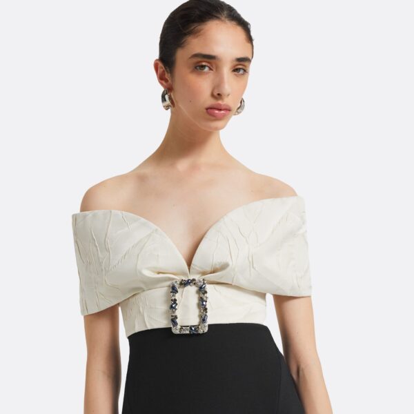 Safiyaa Abike Ivory & Black Long Dress, view 4