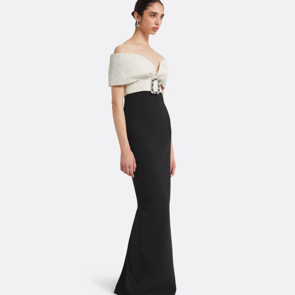 Safiyaa Abike Ivory & Black Long Dress, view 5