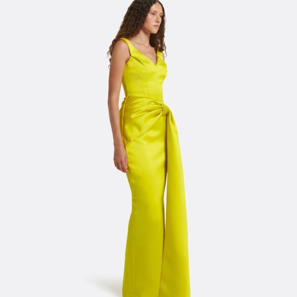 Safiyaa Akbel Chartreuse Long Dress, view 5