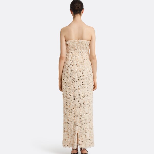 Safiyaa Beliz Ivory&Gold Midi Dress, view 3