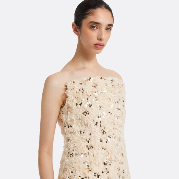Safiyaa Beliz Ivory&Gold Midi Dress, view 4