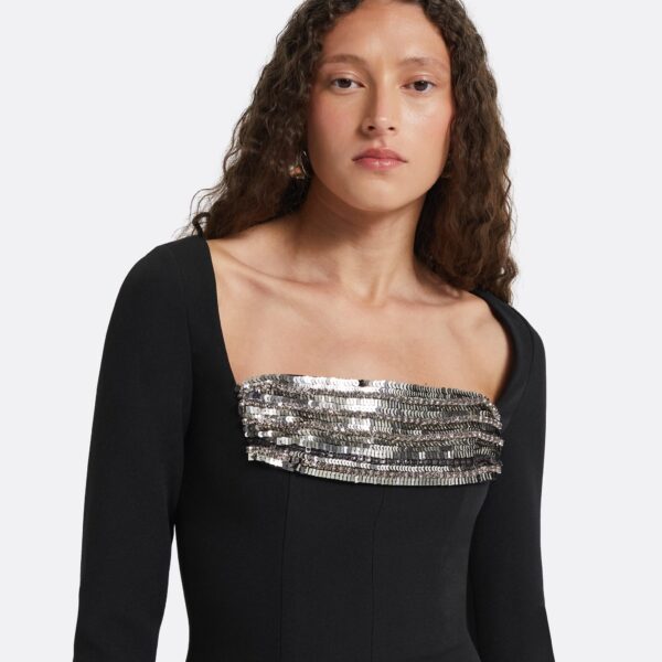 Safiyaa Derya Black Midi Dress, view 4