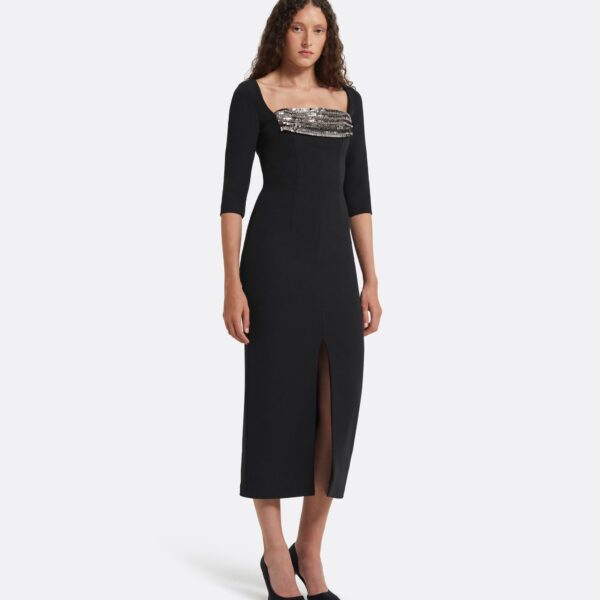 Safiyaa Derya Black Midi Dress, view 5