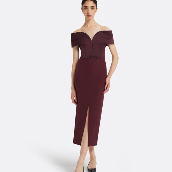 Safiyaa Ebren Wine Midi Dress, view 2