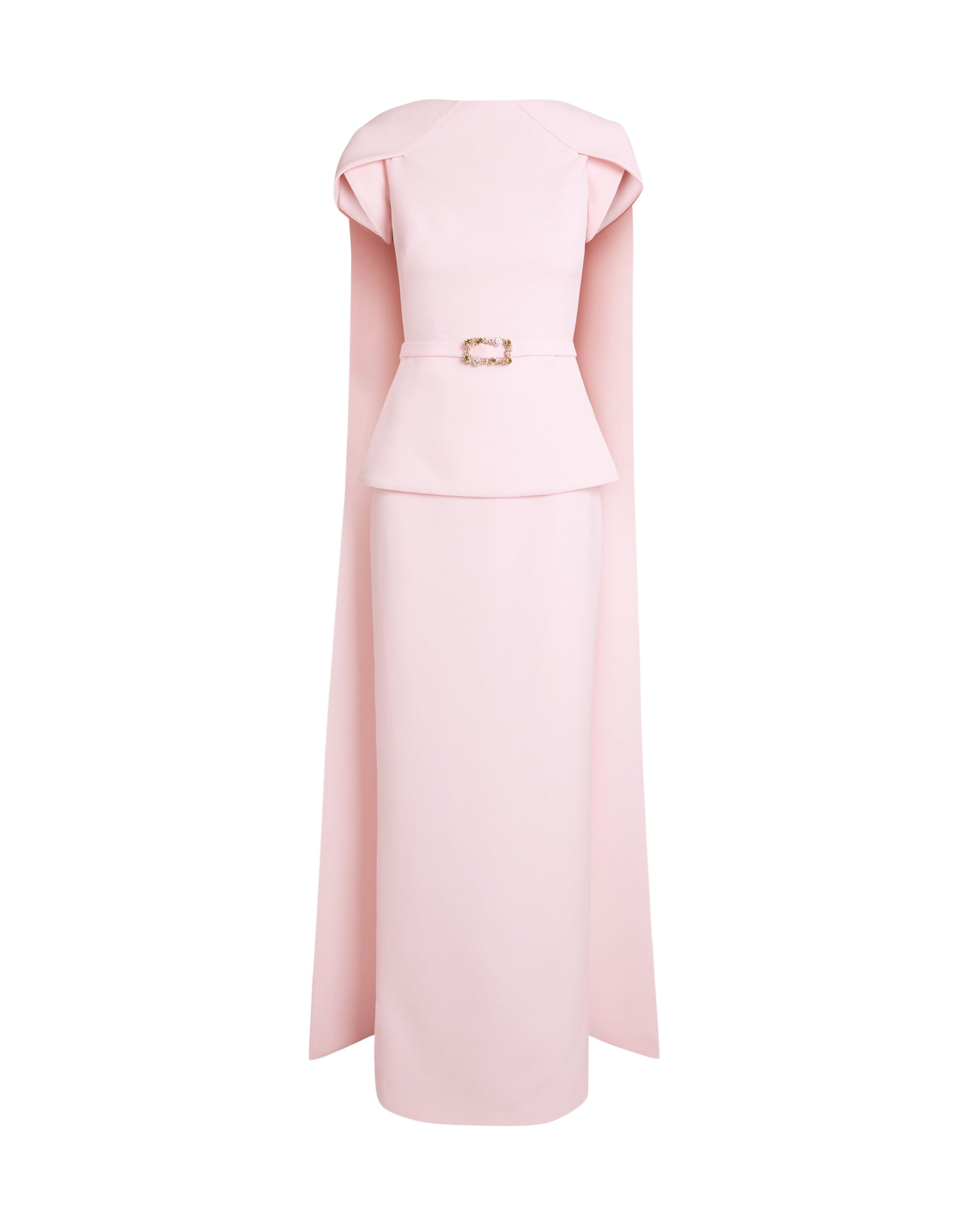 Safiyaa Erkin Barely Pink Long Dress With Embroidered Belt