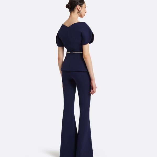 Safiyaa Finty Azurite Blue Top With Embroidered Belt, view 3