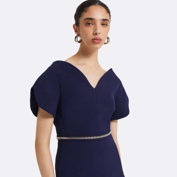 Safiyaa Finty Azurite Blue Top With Embroidered Belt, view 4