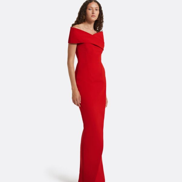 Safiyaa Gokce Dazzling Red Long Dress, view 3