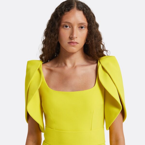 Safiyaa Joan Chartreuse Midi Dress, view 4