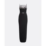 Safiyaa Pelin Black Long Dress With Embroidered Belt safiyaa