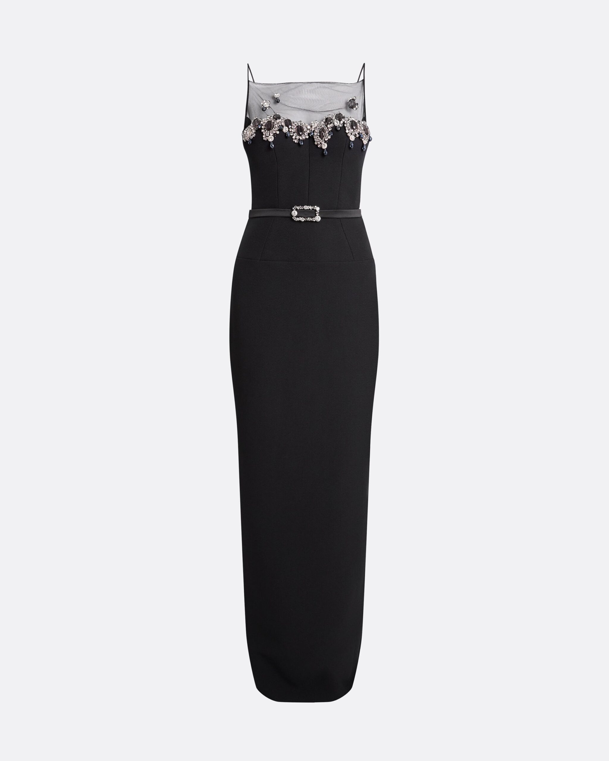 Safiyaa Pelin Black Long Dress With Embroidered Belt safiyaa