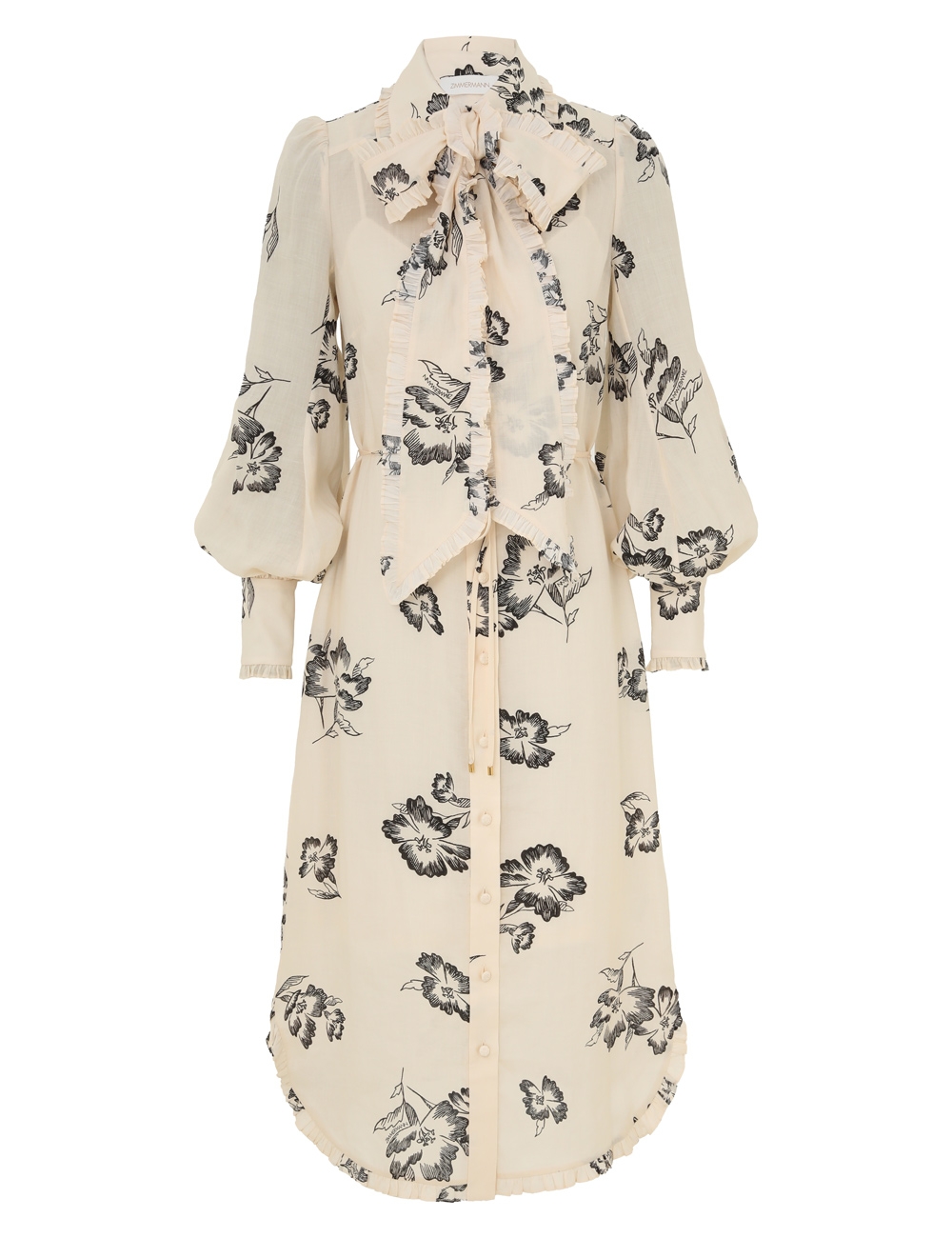 Zimmermann Printed Ruffle Midi Dress
