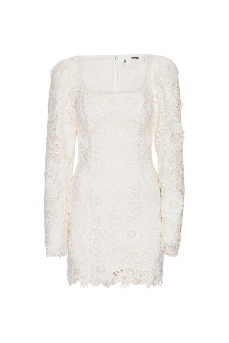 Rotate-Birger-Christensen-3D-Lace-Ls-Mini-Dress16834_nobg Rotate White Dresses luxury Clothing from Luxury Handbags Marketplace