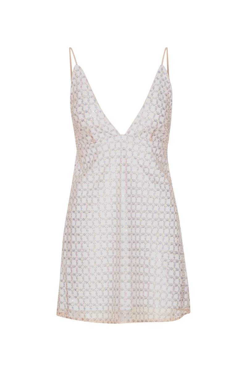 Rotate-Birger-Christensen-Beaded-A-Line-Mini-Dress-Beige68213_nobg Rotate Gray Dresses luxury Clothing from Luxury Handbags Marketplace