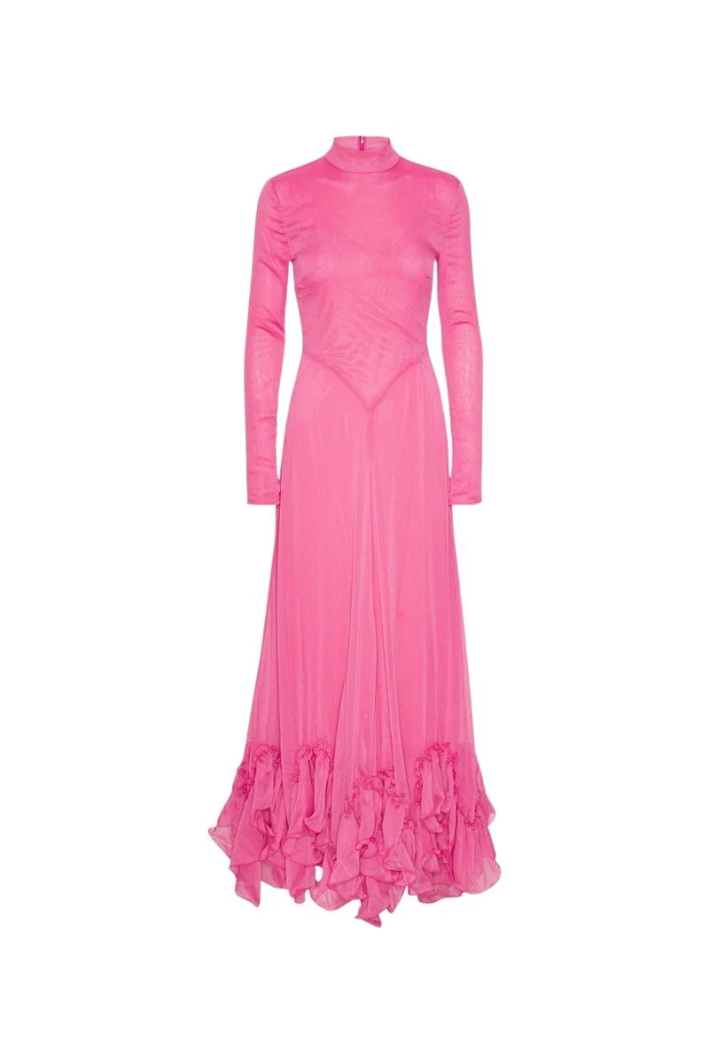 Rotate-Birger-Christensen-Chiffon-Maxi-Ruffle-Dress-Pink63043_nobg Rotate Pink Dresses luxury Clothing from Luxury Handbags Marketplace