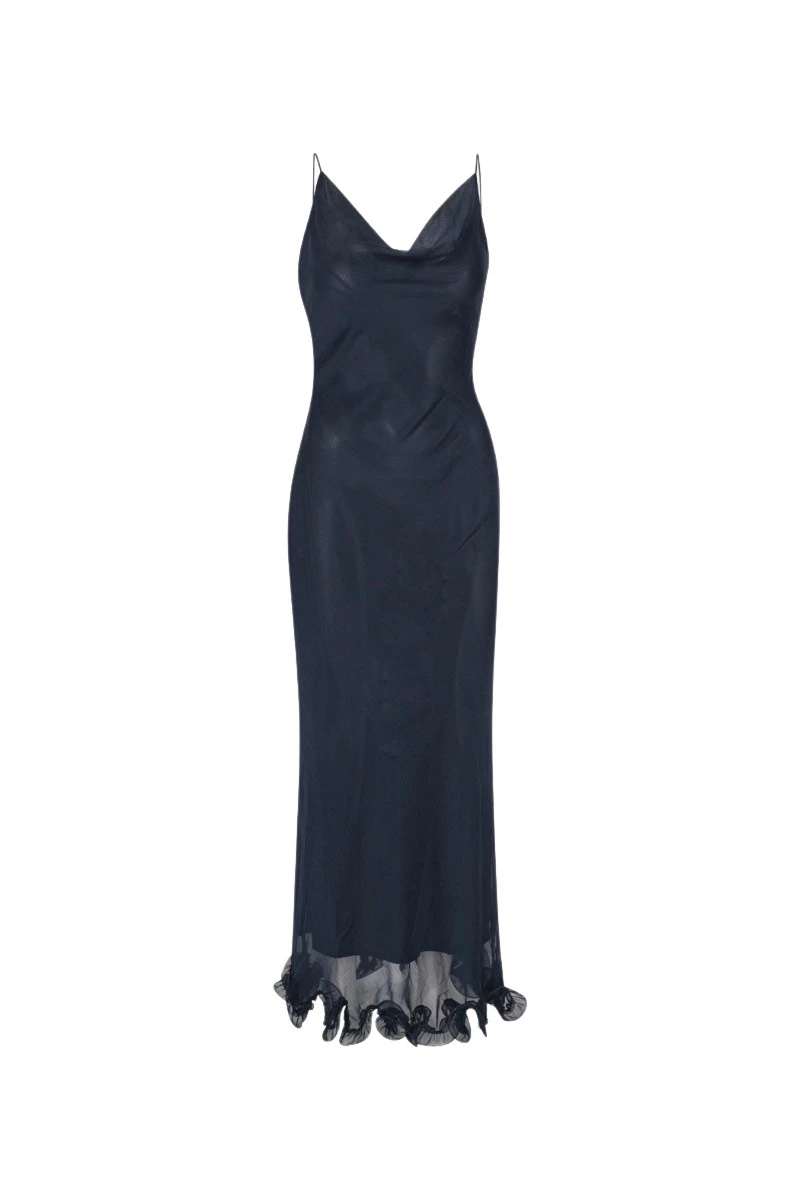 Rotate-Birger-Christensen-Chiffon-Ruffle-Slip-Dress-Dark-Blue33541_nobg Rotate Blue Dresses luxury Clothing from Luxury Handbags Marketplace