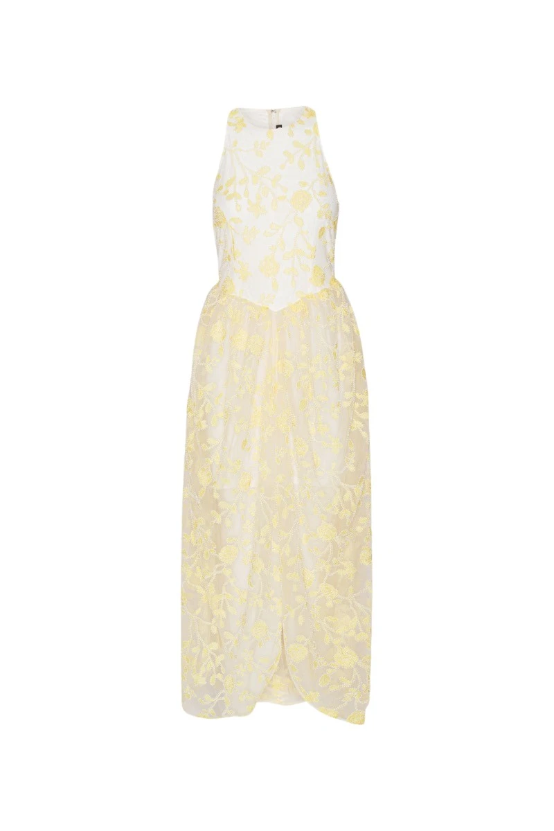 Rotate-Birger-Christensen-Flower-Beads-Midi-Dress-Yellow-Print35718_nobg Rotate Beige Dresses luxury Clothing from Luxury Handbags Marketplace