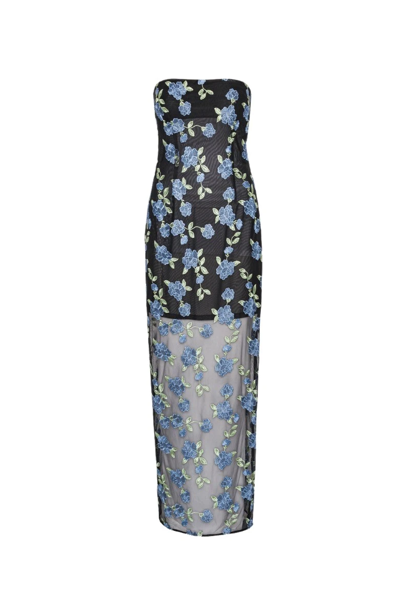 Rotate-Birger-Christensen-Flower-Mesh-Tube-Dress-Black-Print21891_nobg Rotate Black Dresses luxury Clothing from Luxury Handbags Marketplace