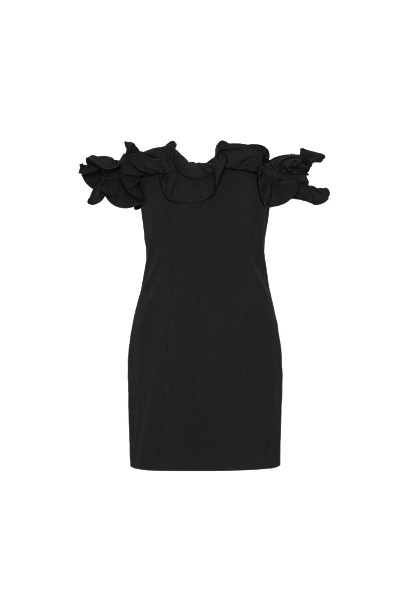 Rotate-Birger-Christensen-Mini-Ruffle-Dress-Black36944_nobg Rotate Black Dresses luxury Clothing from Luxury Handbags Marketplace