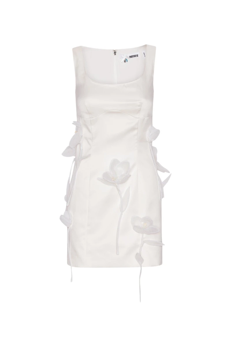 Rotate-Birger-Christensen-Satin-Big-Flower-Dress-White47478_nobg Rotate White Dresses luxury Clothing from Luxury Handbags Marketplace