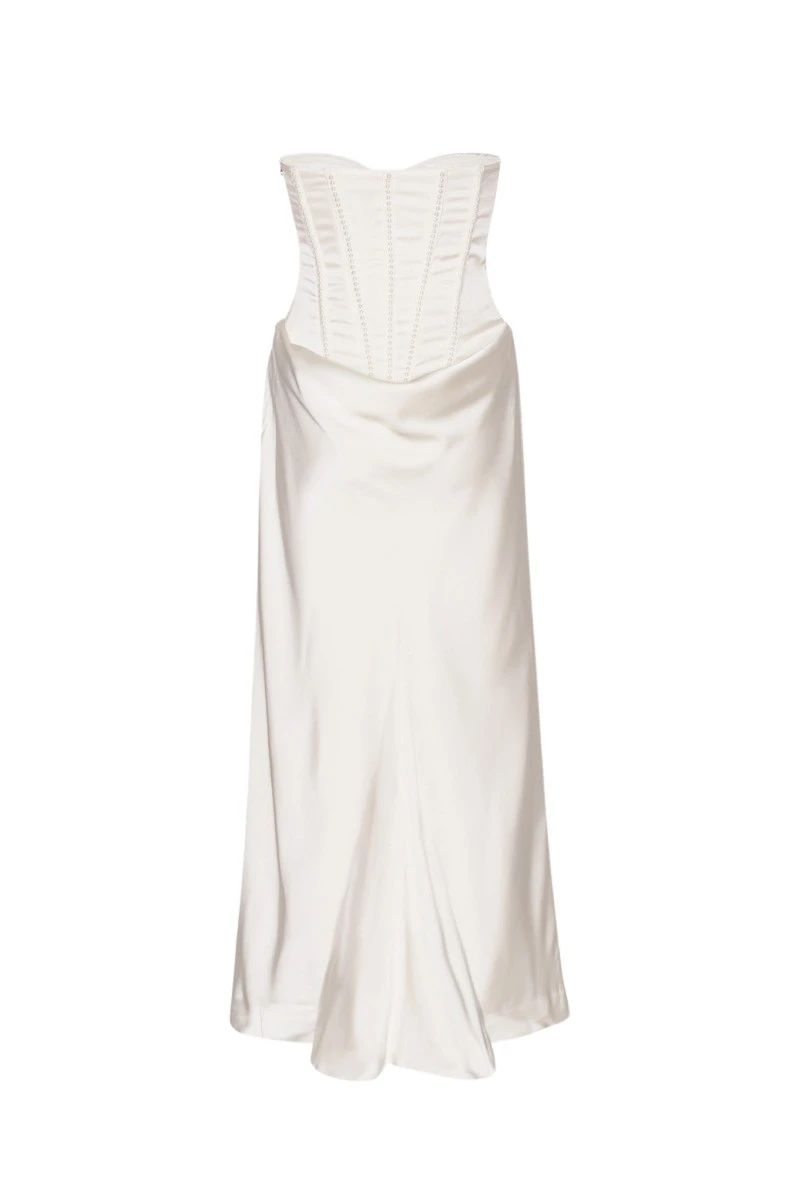Rotate-Birger-Christensen-Satin-Pearl-Corset-Dress-White22248_nobg Rotate Ivory Dresses luxury Clothing from Luxury Handbags Marketplace