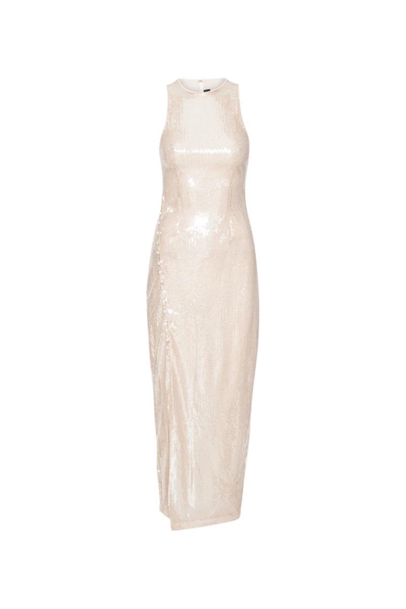 Rotate-Birger-Christensen-Sequins-Buttoned-Dress-Beige60201_nobg Rotate Beige Dresses luxury Clothing from Luxury Handbags Marketplace