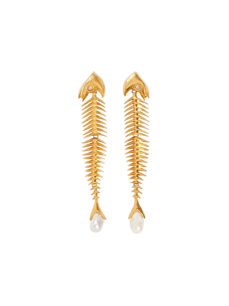 Schiaparelli-Fish-Skeleton-Earrings97412_nobg Schiaparelli Earrings luxury Earrings from Luxury Handbags Marketplace