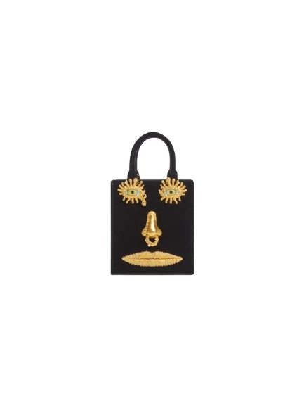 Schiaparelli Mini Anatomy Jewelry Bag in black velvet featuring gold nose and mouth hardware (Face Bag) Schiaparelli Mini Anatomy Jewelry Bag in black velvet featuring gold nose and mouth hardware (Face Bag)
