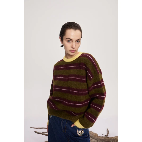 Alemais Domenica Olive Stripe Sweater