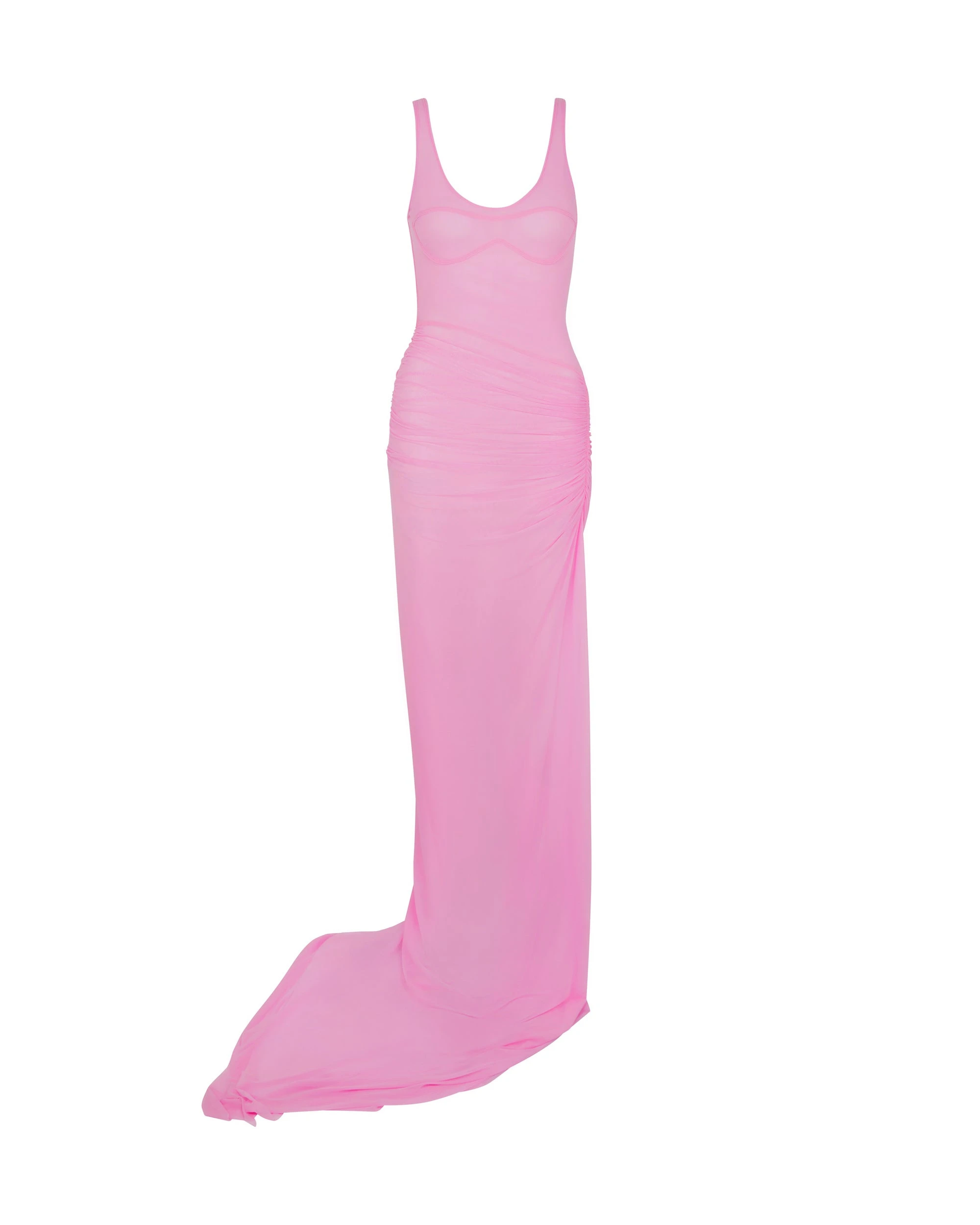 David Koma Asymmetric Ruched Mesh Gown David Koma Asymmetric Ruched Mesh Gown