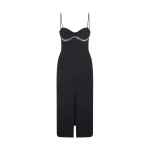 David Koma Balconette Bra & Chunky Chain Trim Midi Dress