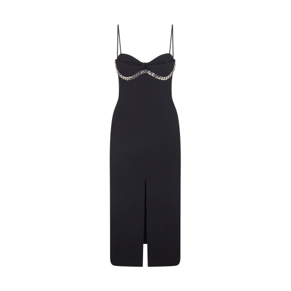 David Koma Balconette Bra & Chunky Chain Trim Midi Dress
