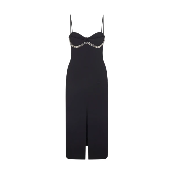 David Koma Balconette Bra & Chunky Chain Trim Midi Dress