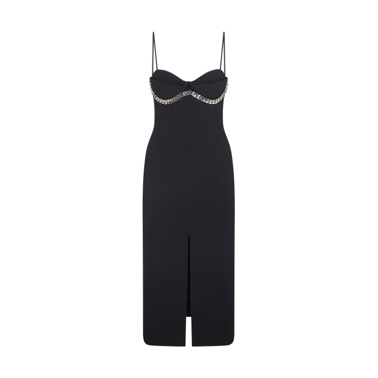 David Koma Balconette Bra & Chunky Chain Trim Midi Dress