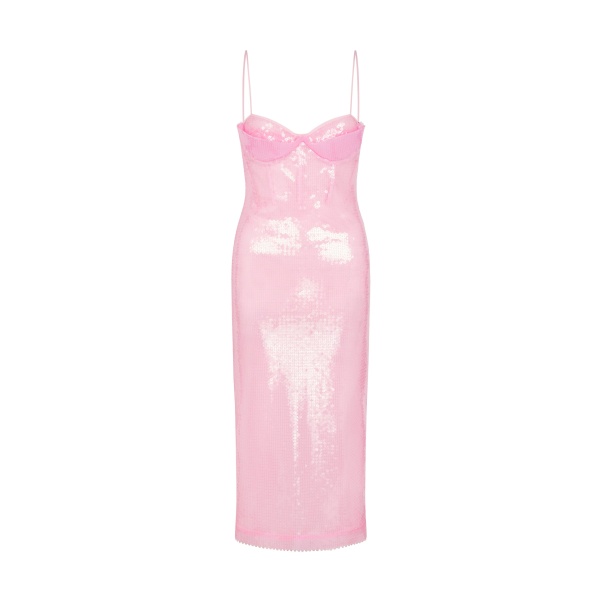 David Koma Balconette Bra Sequin Midi Dress