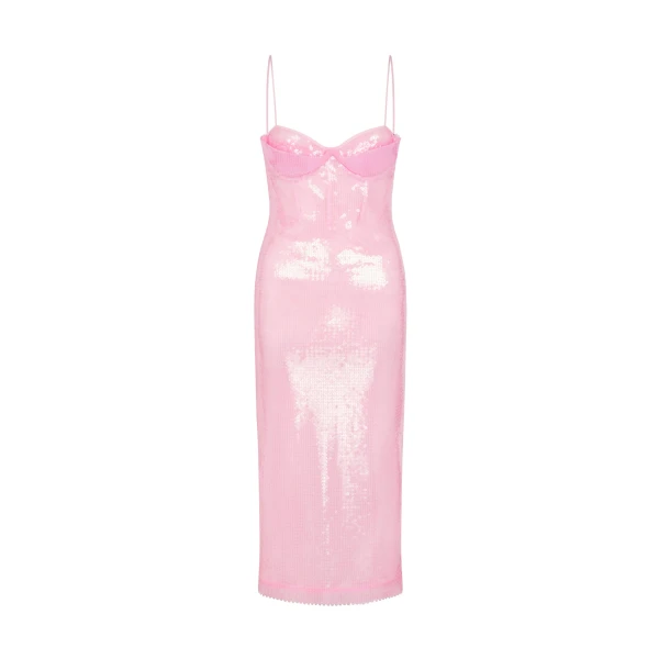 David Koma Balconette Bra Sequin Midi Dress