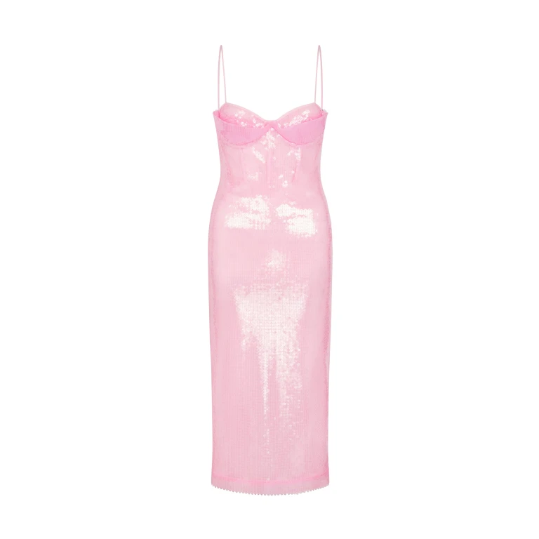 David Koma Balconette Bra Sequin Midi Dress