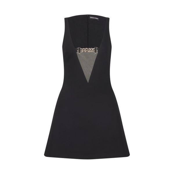 David Koma Chain Detail V Neck Mini Dress
