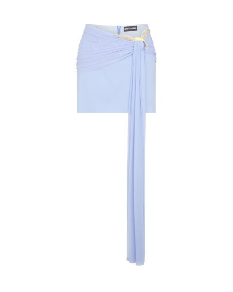 David Koma Crystal Hummingbird And Drape Detail Mini Skirt