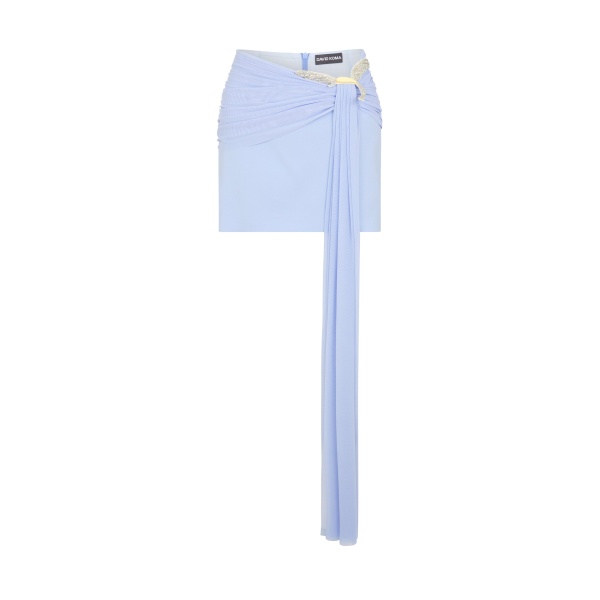 David Koma Crystal Hummingbird And Drape Detail Mini Skirt